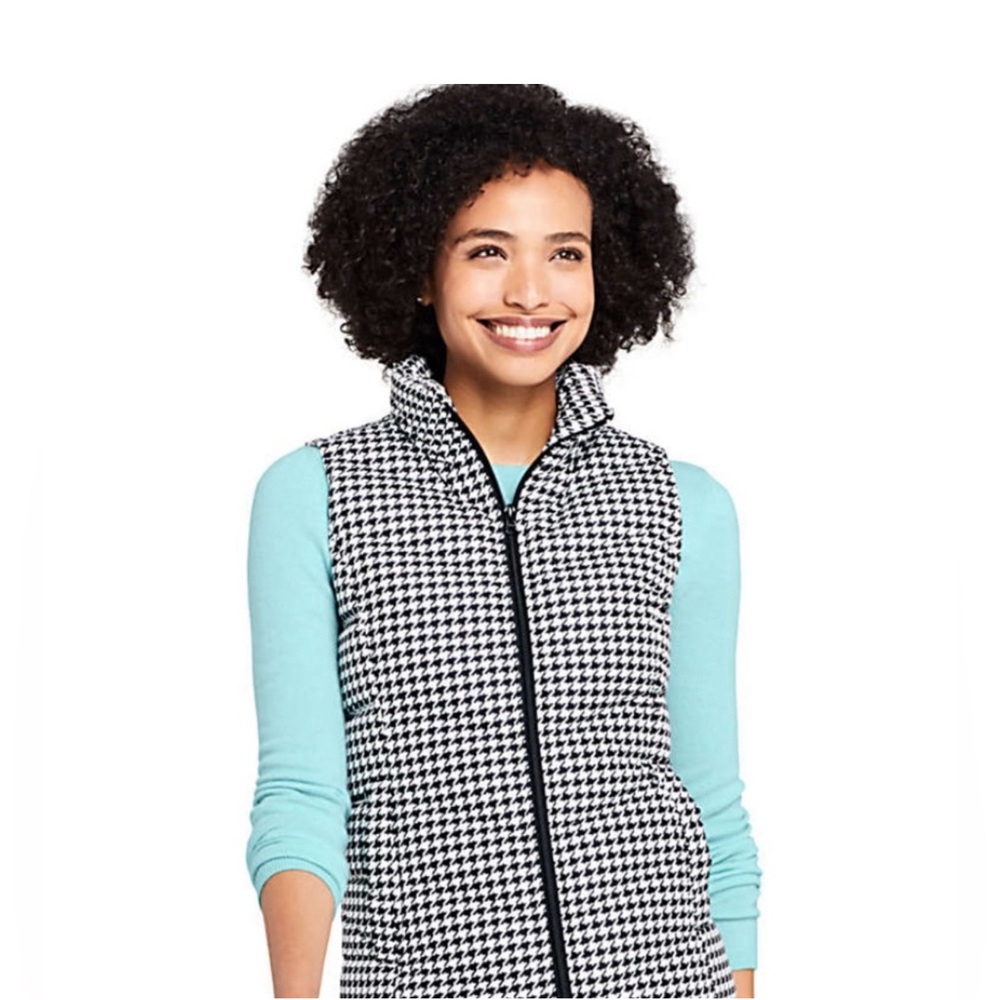 NWT Lands End quilted houndstooth puffer vest. Sz Medium - Picture 4 of 12